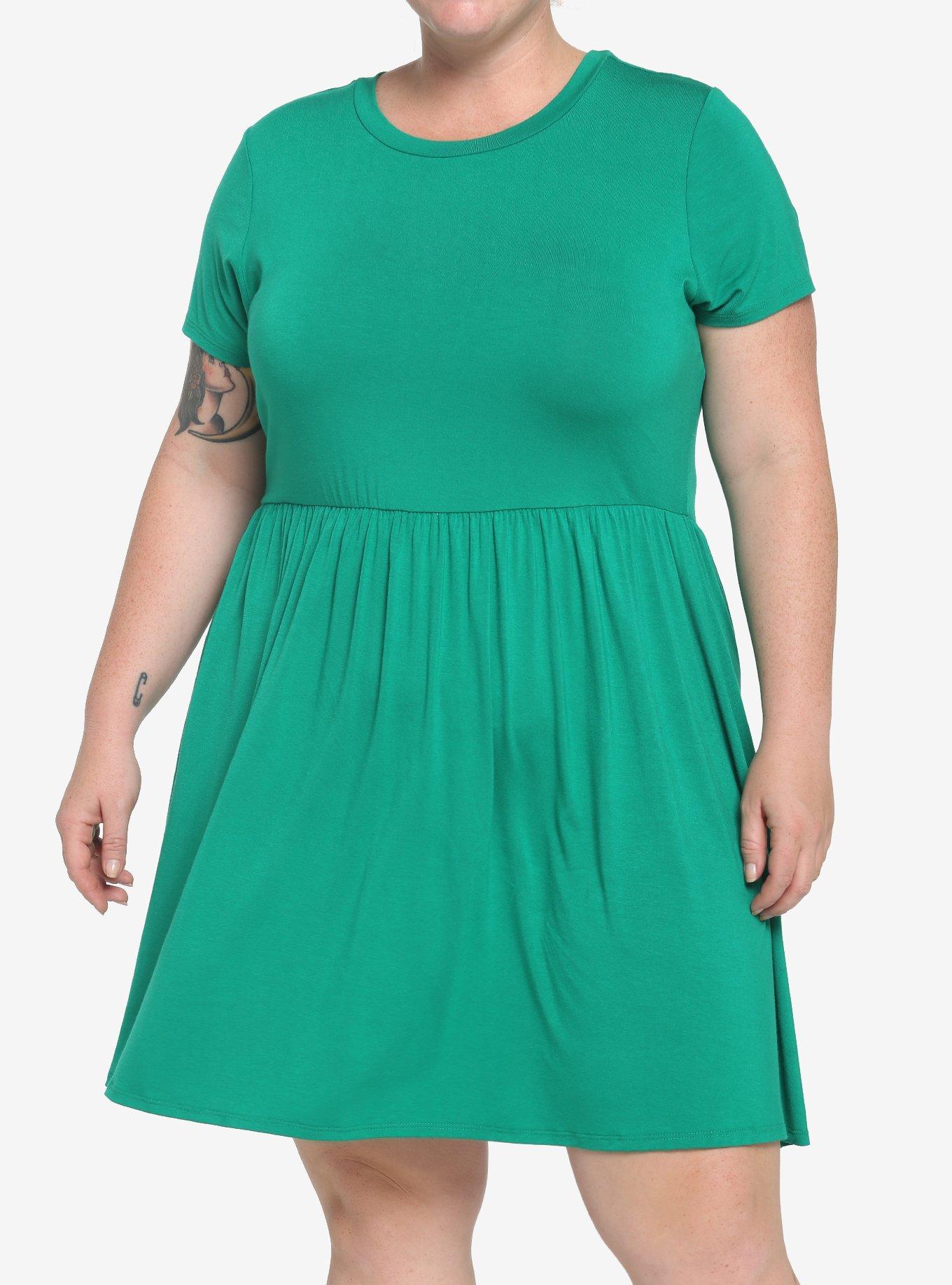 Green Skater Dress Plus Size, , hi-res