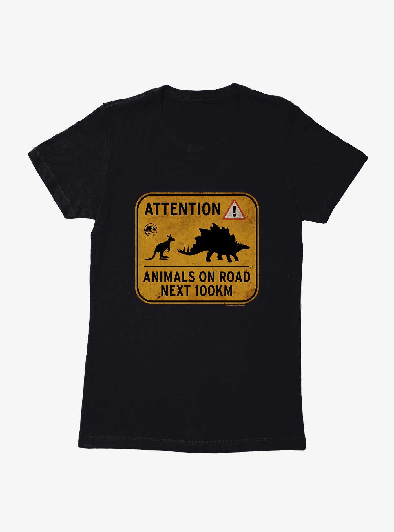 Jurassic World Dominion Attention Animals on Road Womens T-Shirt, , hi-res