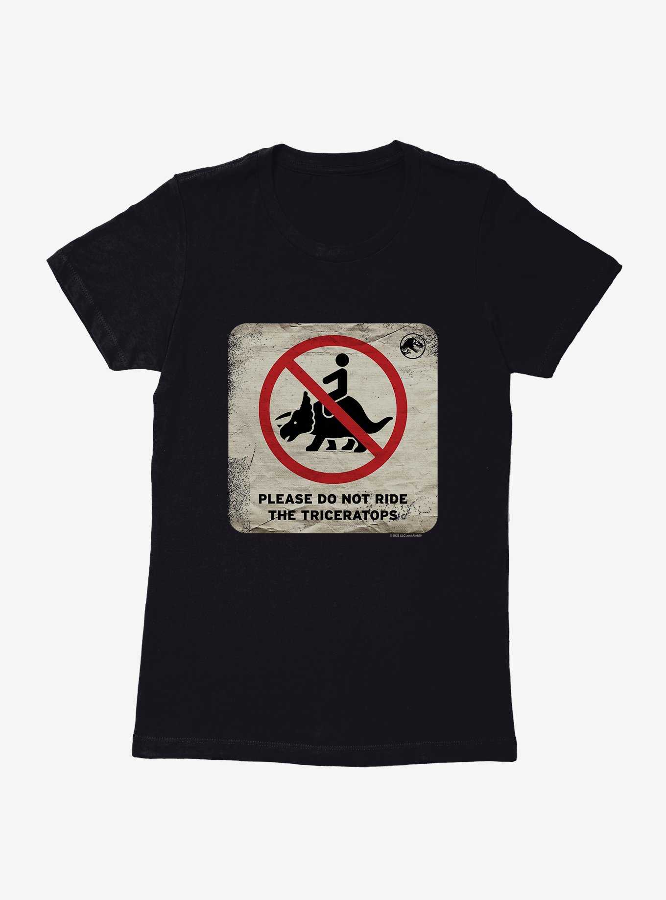 Jurassic World Dominion Do Not Ride Triceratops Womens T-Shirt, , hi-res