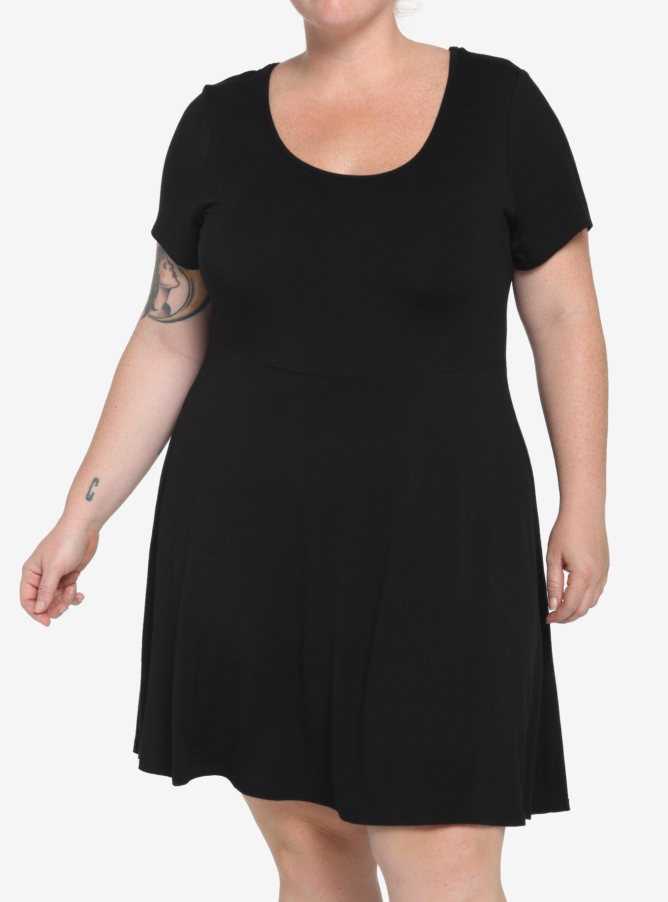 Plus size black skater hot sale dress