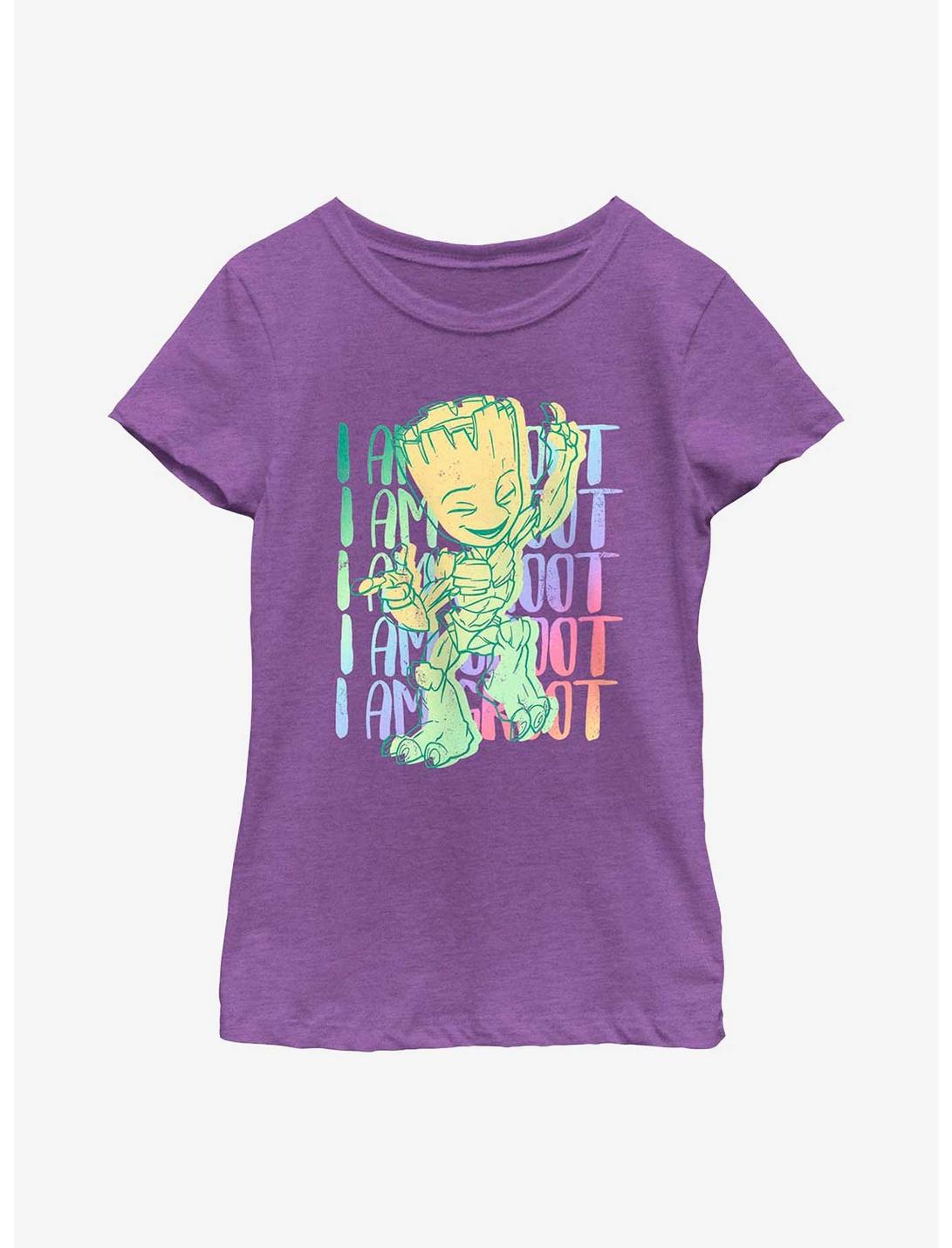 Marvel I Am Groot Color Stack Youth Girls T-Shirt, PURPLE BERRY, hi-res