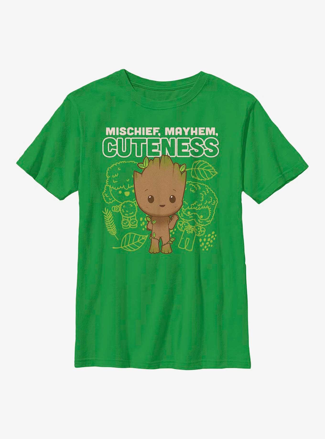 Marvel I Am Groot Mischief, Mayhem, Cuteness Youth T-Shirt, KELLY, hi-res