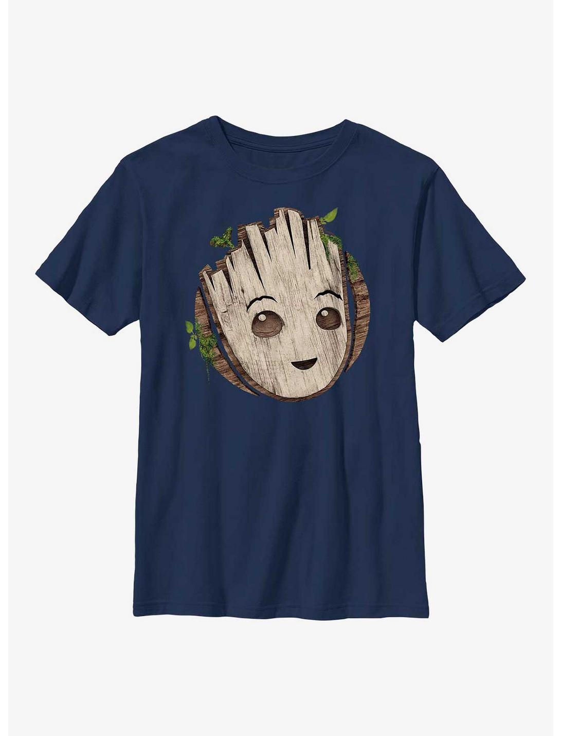 Marvel I Am Groot Wooden Badge Youth T-Shirt, NAVY, hi-res