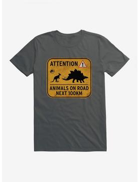 Jurassic World Dominion Attention Animals on Road T-Shirt, CHARCOAL, hi-res