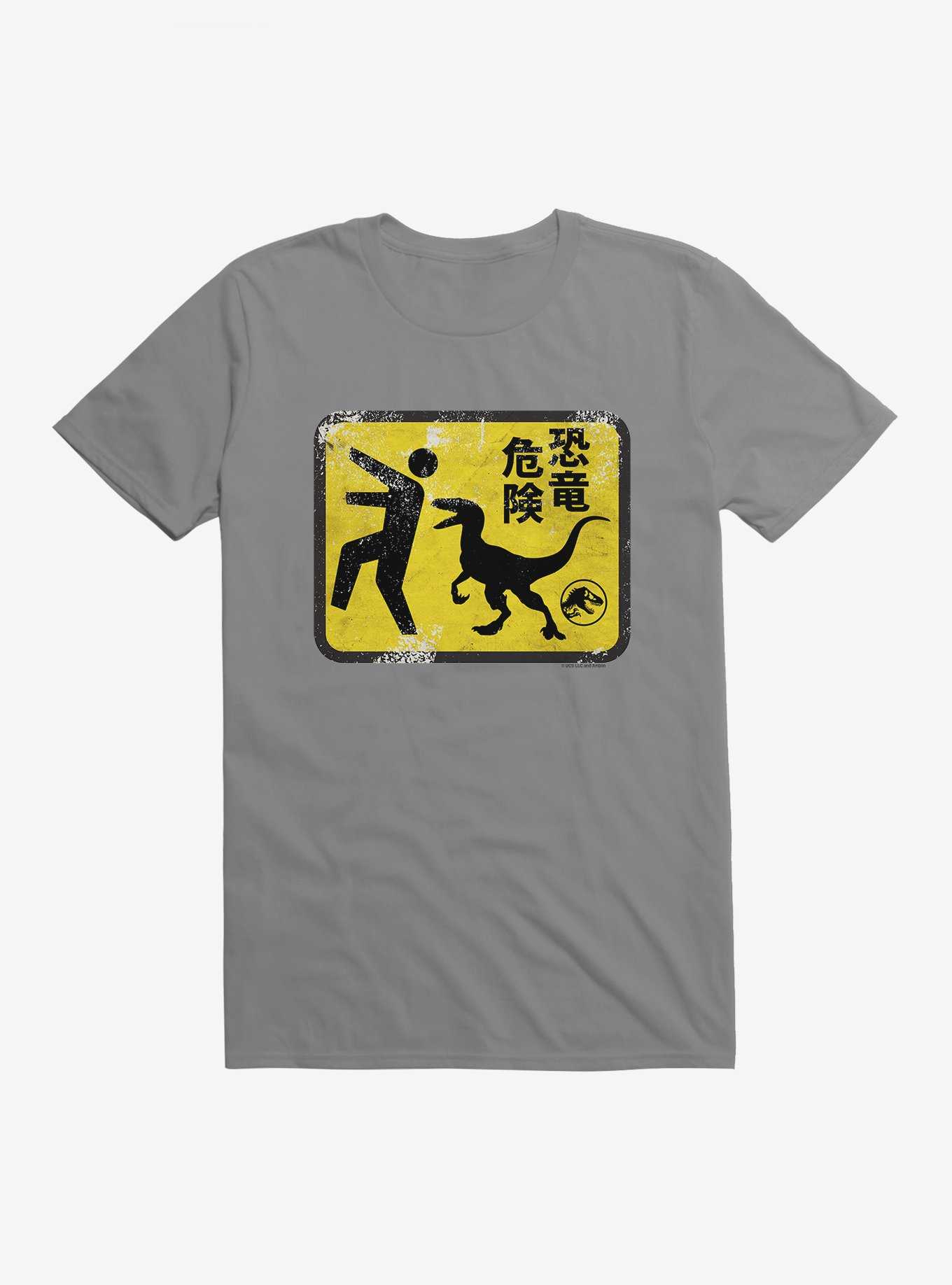 Jurassic World Dominion Caution Sign T-Shirt, STORM GREY, hi-res