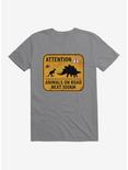 Jurassic World Dominion Attention Animals on Road T-Shirt, STORM GREY, hi-res