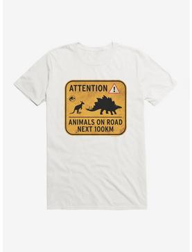 Jurassic World Dominion Attention Animals on Road T-Shirt, WHITE, hi-res