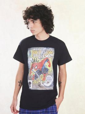 Marvel Spider-Man Distressed Comic Cover T-Shirt