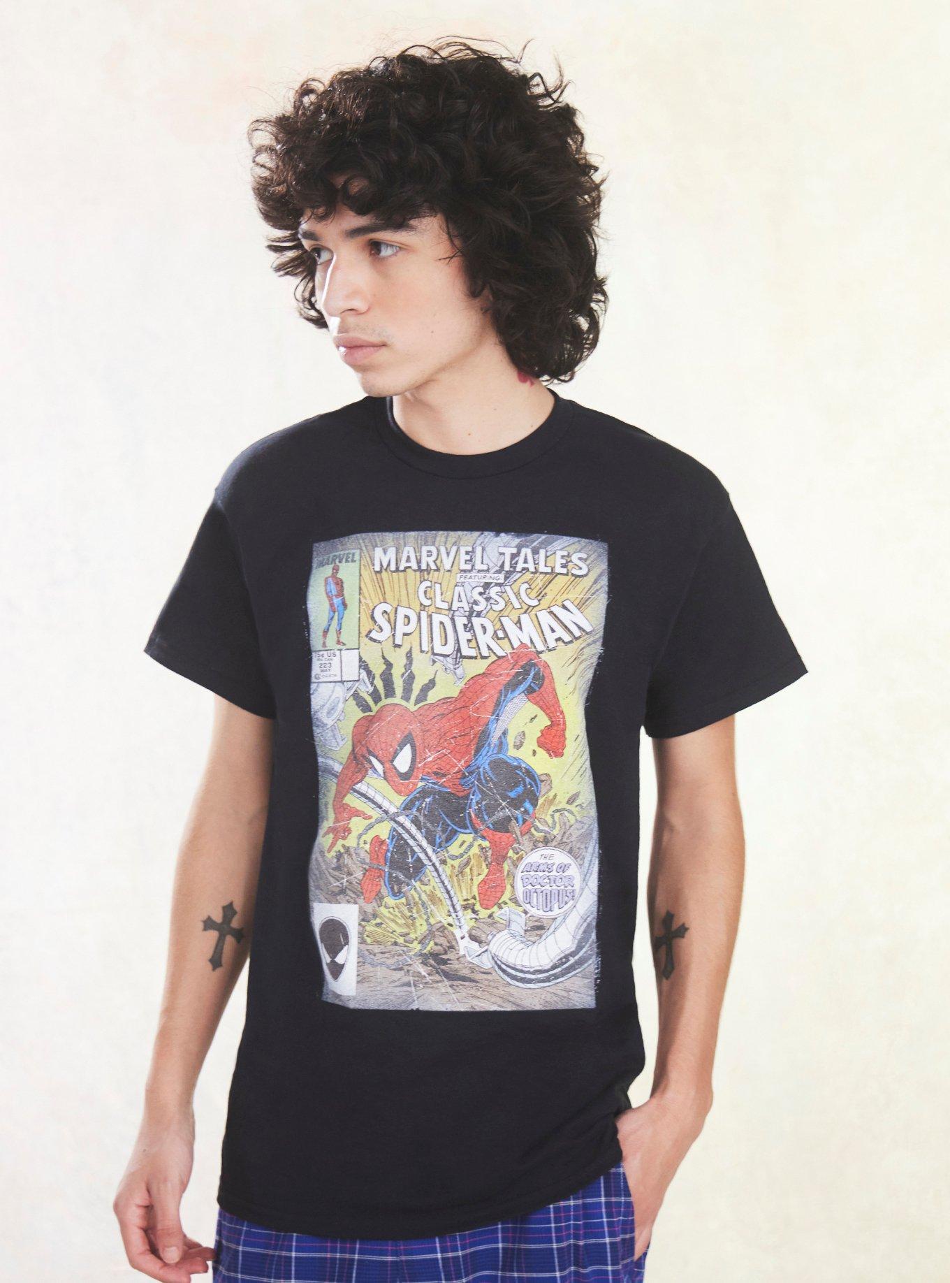 Marvel Spider-Man Distressed Comic Cover T-Shirt, BLACK, hi-res