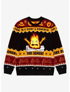 Our Universe Studio Ghibli Howl's Moving Castle Calcifer Scary & Powerful Holiday Sweater, , hi-res