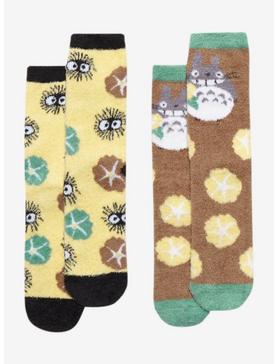 Studio Ghibli My Neighbor Totoro Soot Sprite Floral Fuzzy Socks 2 Pair, , hi-res