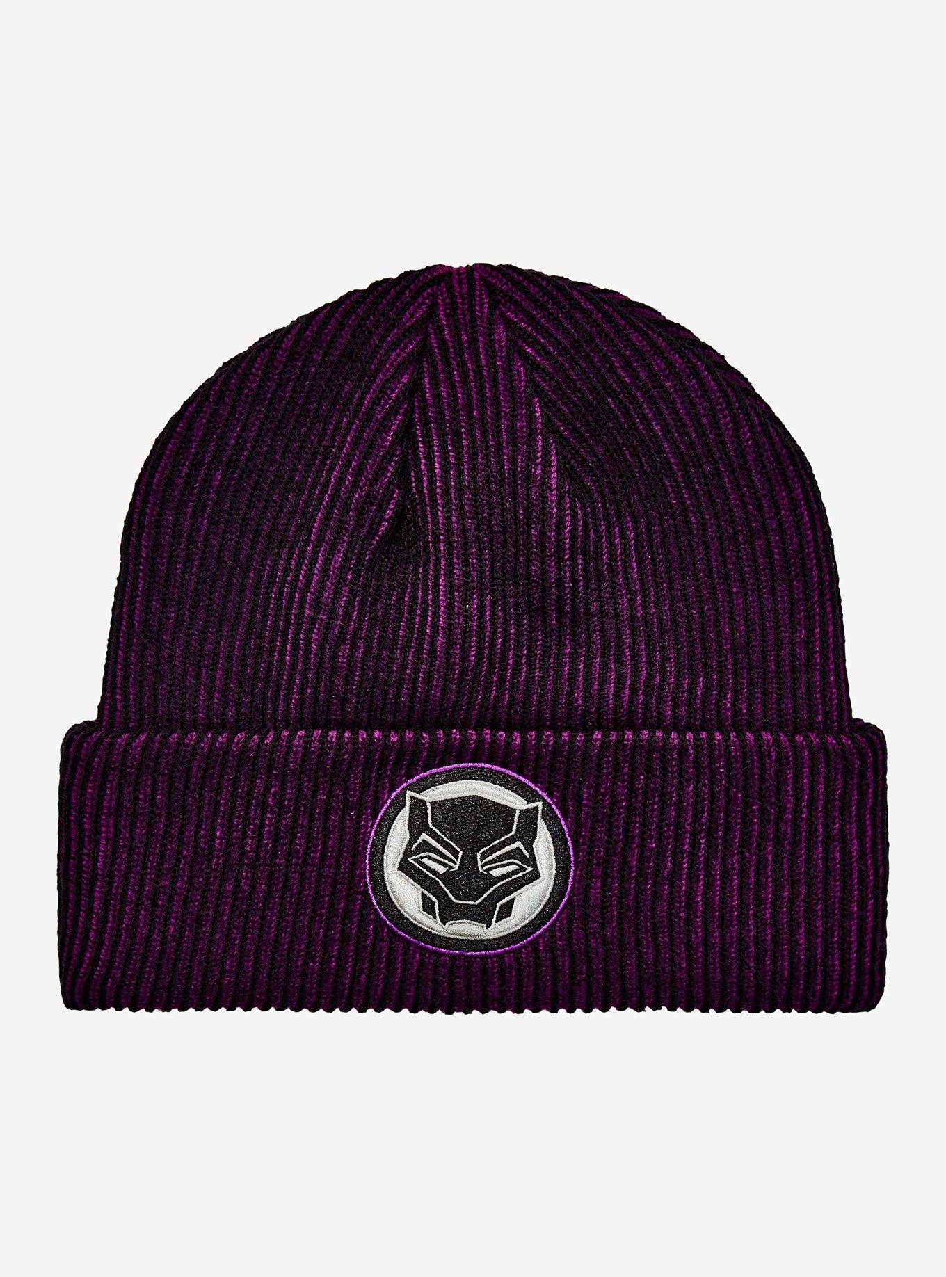 Marvel Black Panther Purple & Black Ribbed Beanie | Her Universe