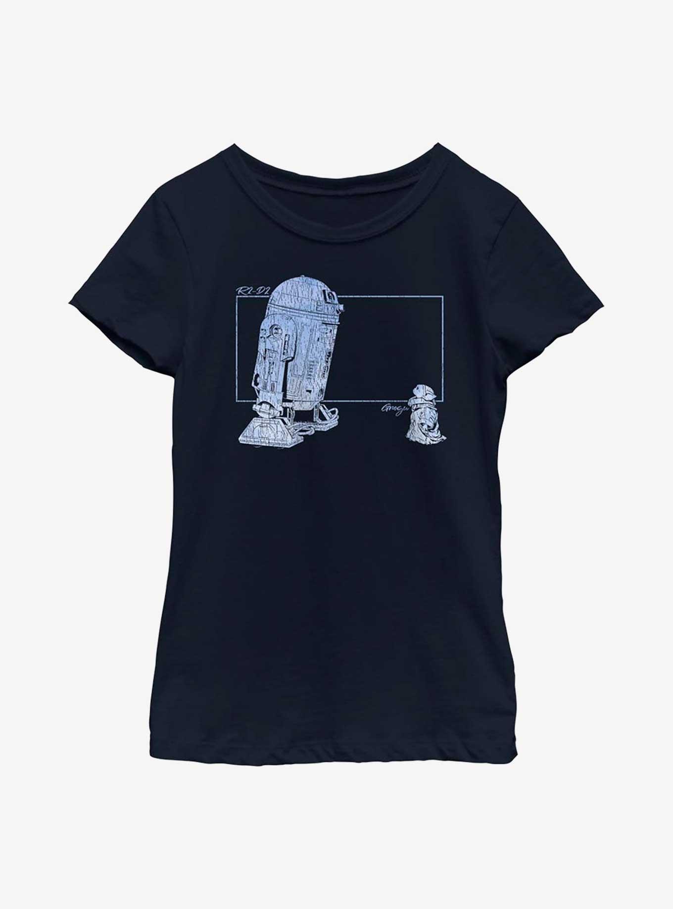 Star Wars The Mandalorian The Child R2 Vintage Youth Girls T-Shirt, NAVY, hi-res