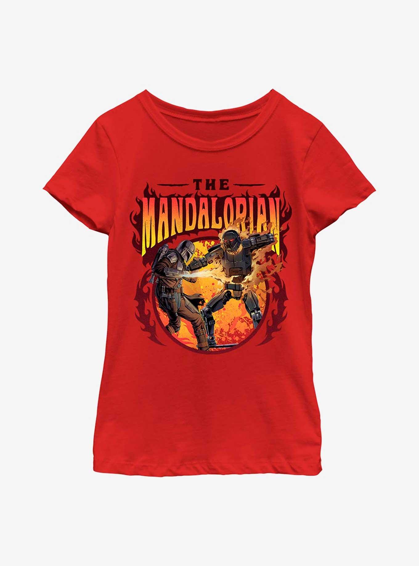 Star Wars The Mandalorian Flames Youth Girls T-Shirt, , hi-res