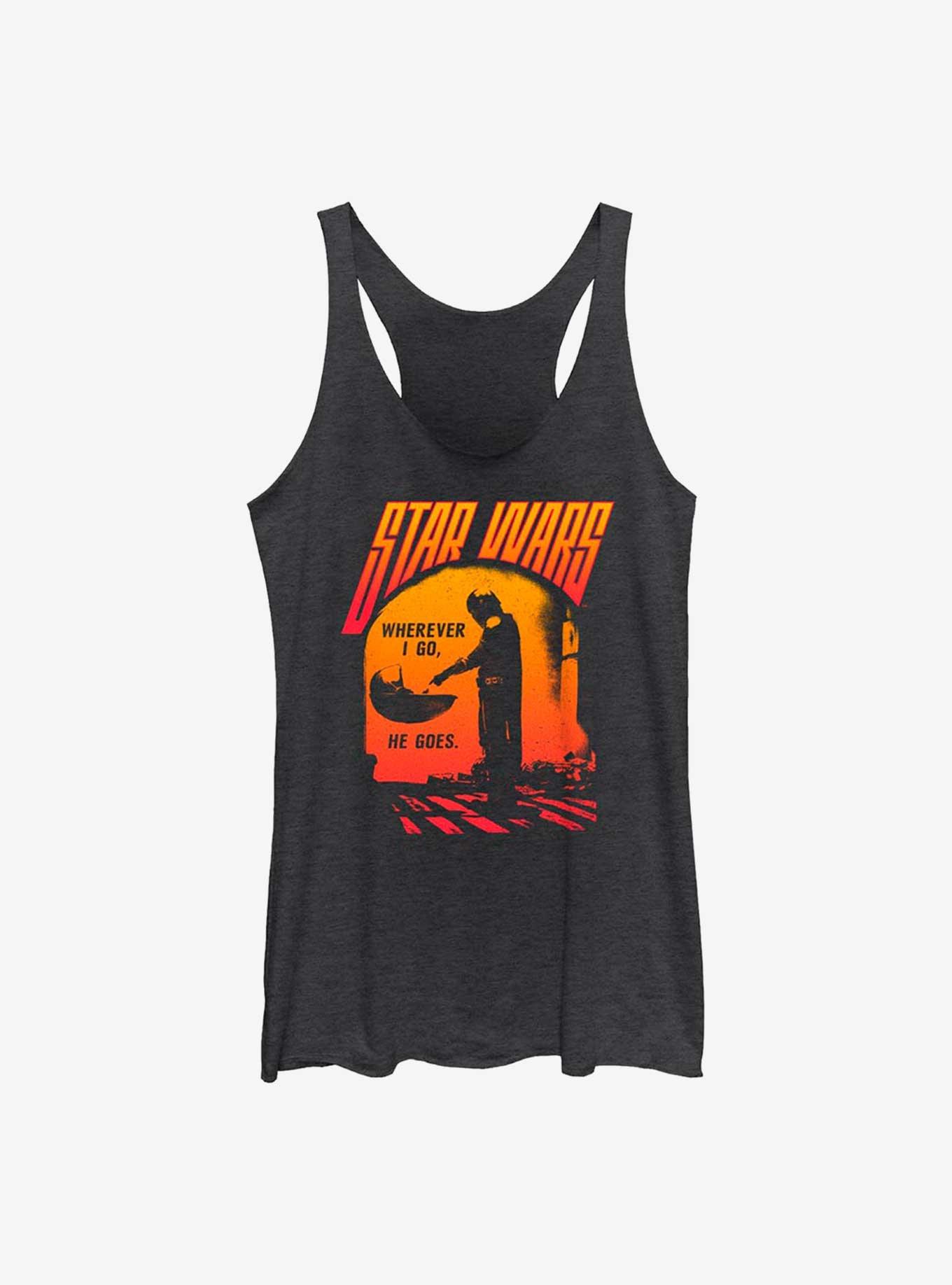 Star Wars The Mandalorian He Goes Womens Tank Top, , hi-res