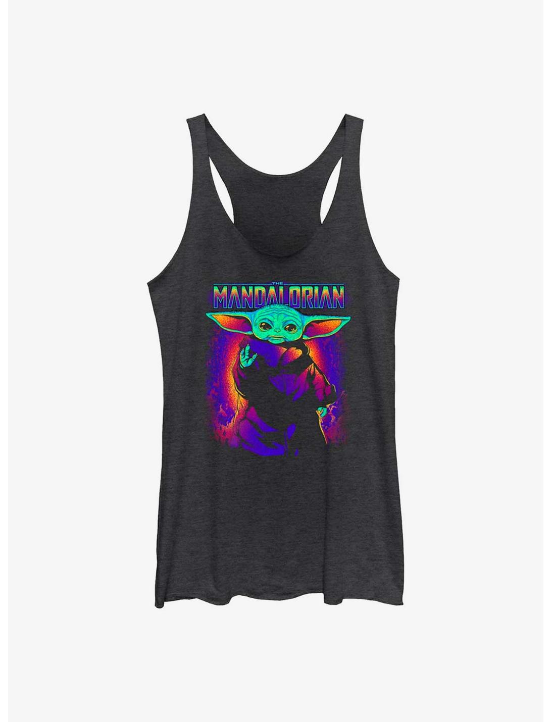 Star Wars The Mandalorian Neon Primary The Child Womens Tank Top, BLK HTR, hi-res
