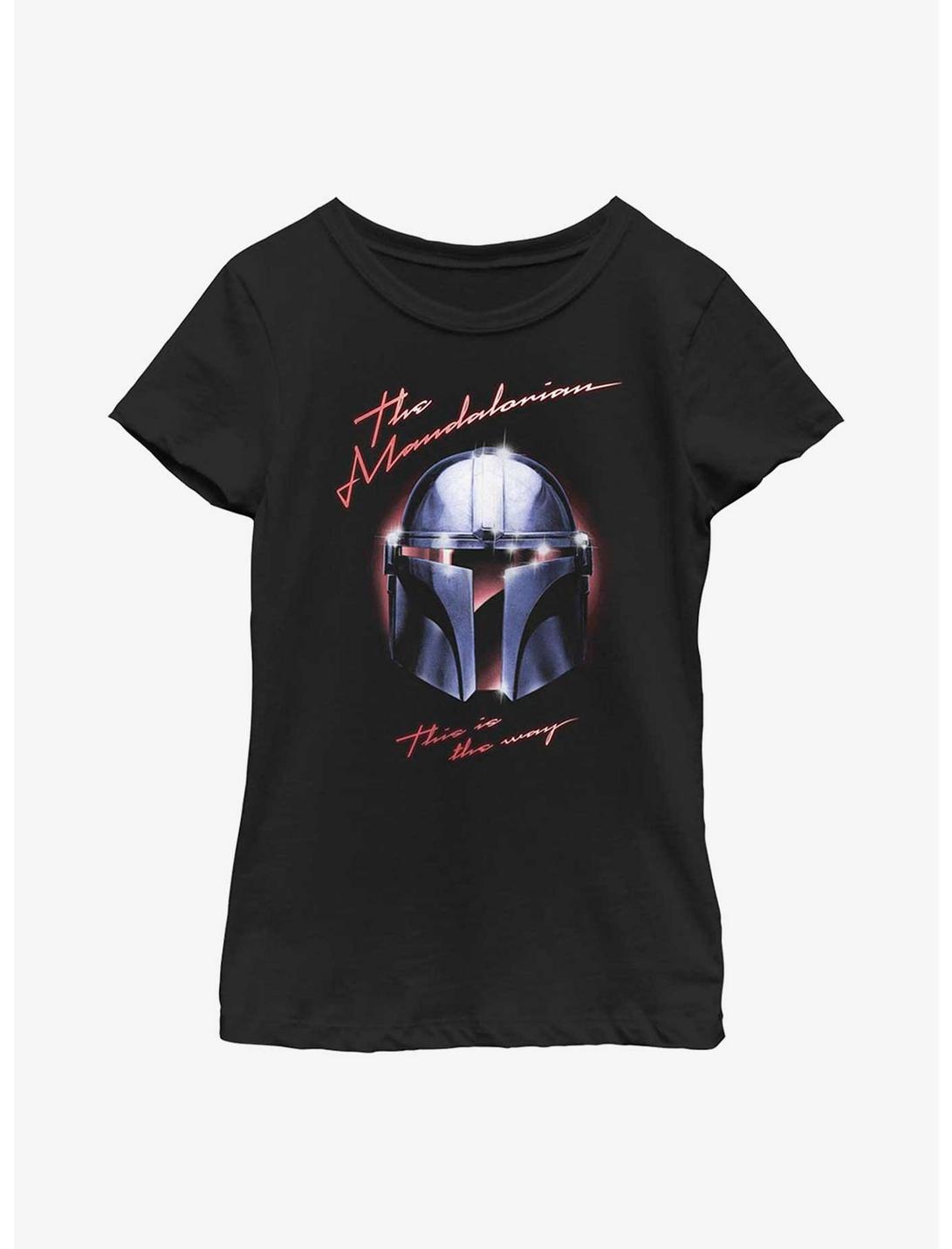Star Wars The Mandalorian Helmet Chrome Youth Girls T-Shirt, BLACK, hi-res