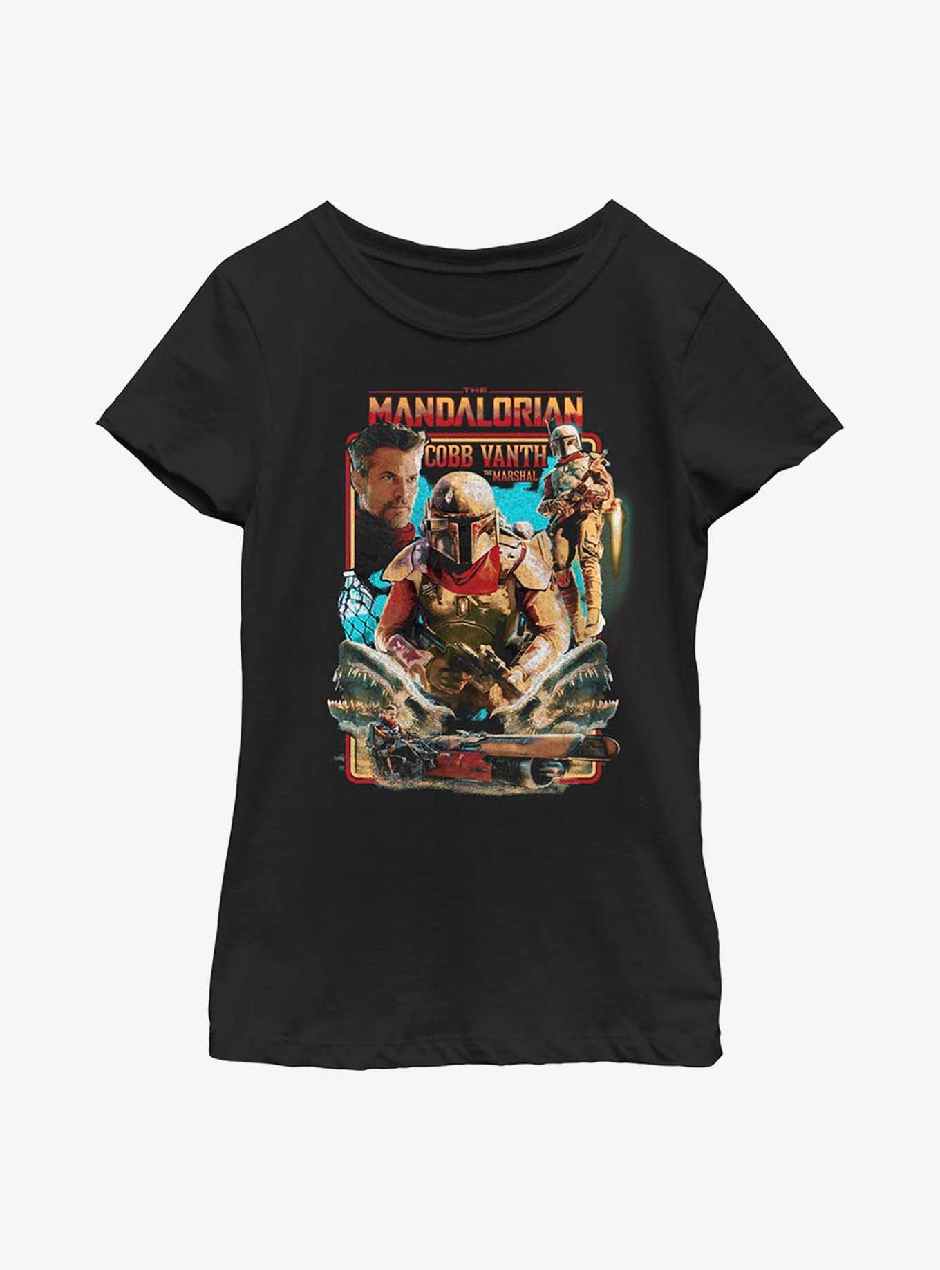 Star Wars The Mandalorian Helmet Ona Cobb Youth Girls T-Shirt, BLACK, hi-res