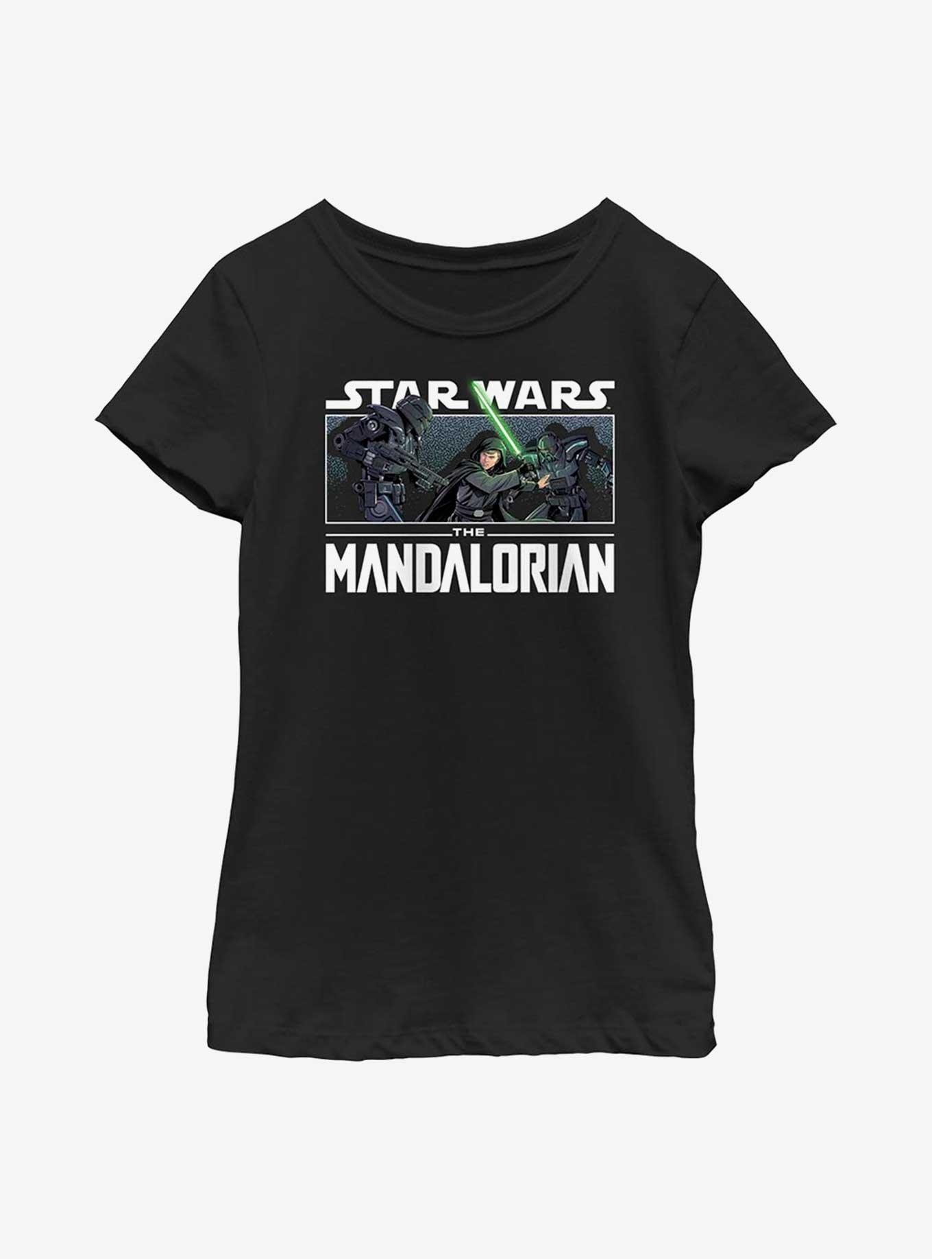 Star Wars The Mandalorian Luke Vs Dark Troopers Youth Girls T-Shirt, BLACK, hi-res