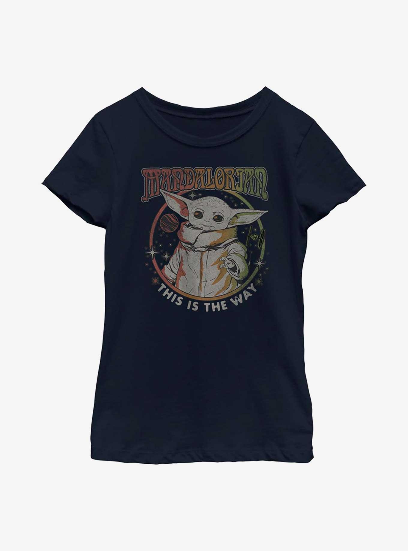 Star Wars The Mandalorian Mandalorian Bloom Youth Girls T-Shirt, NAVY, hi-res