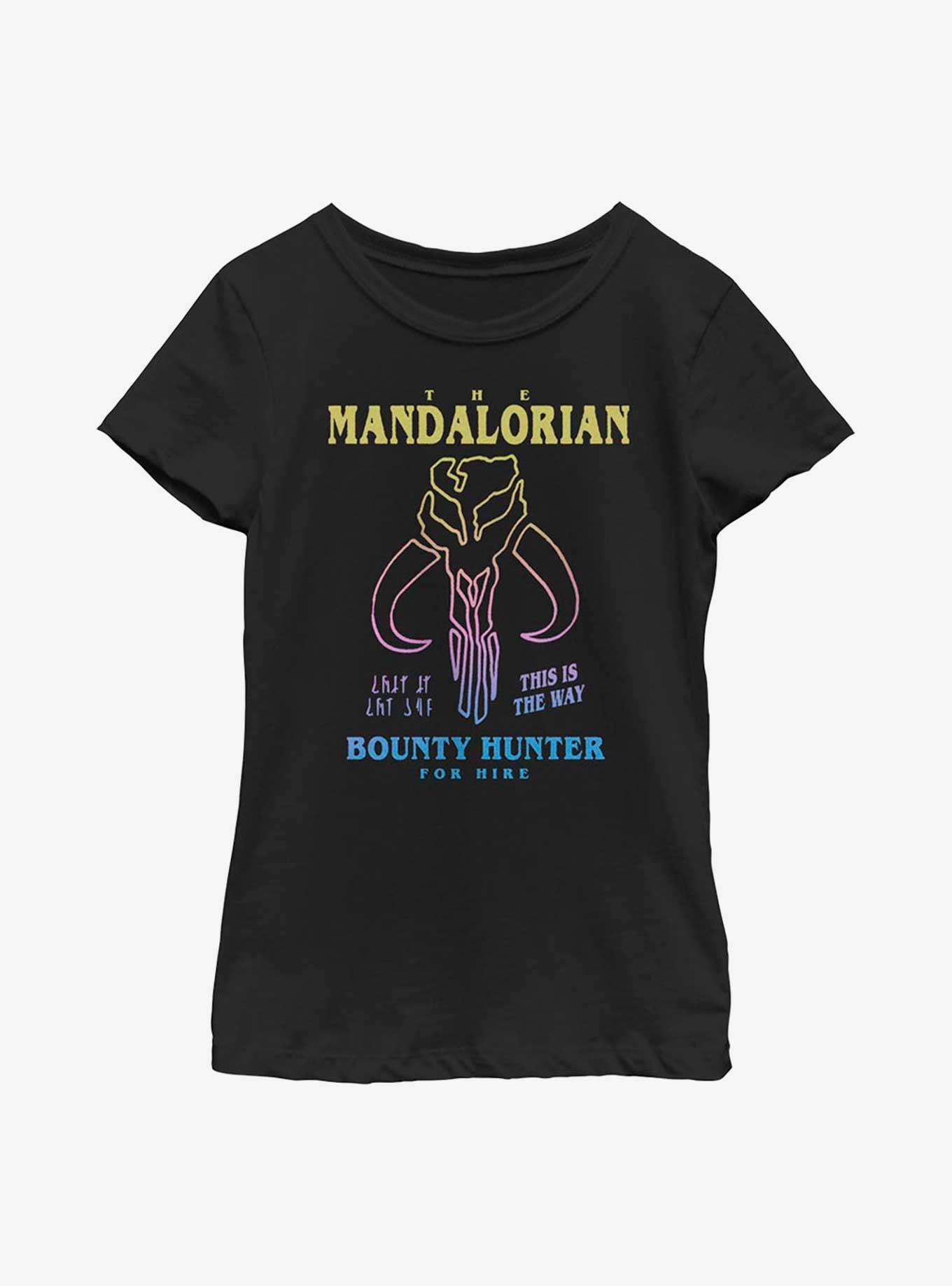 Star Wars The Mandalorian Symbol Drawn Youth Girls T-Shirt, BLACK, hi-res