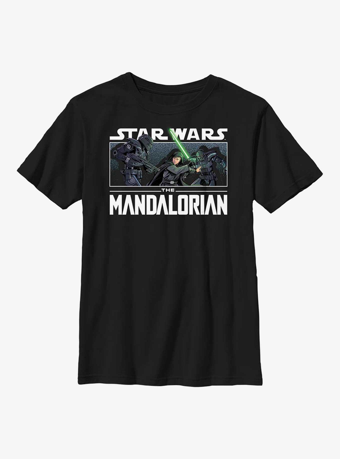 Star Wars The Mandalorian Luke Vs Dark Troopers Youth T-Shirt, BLACK, hi-res