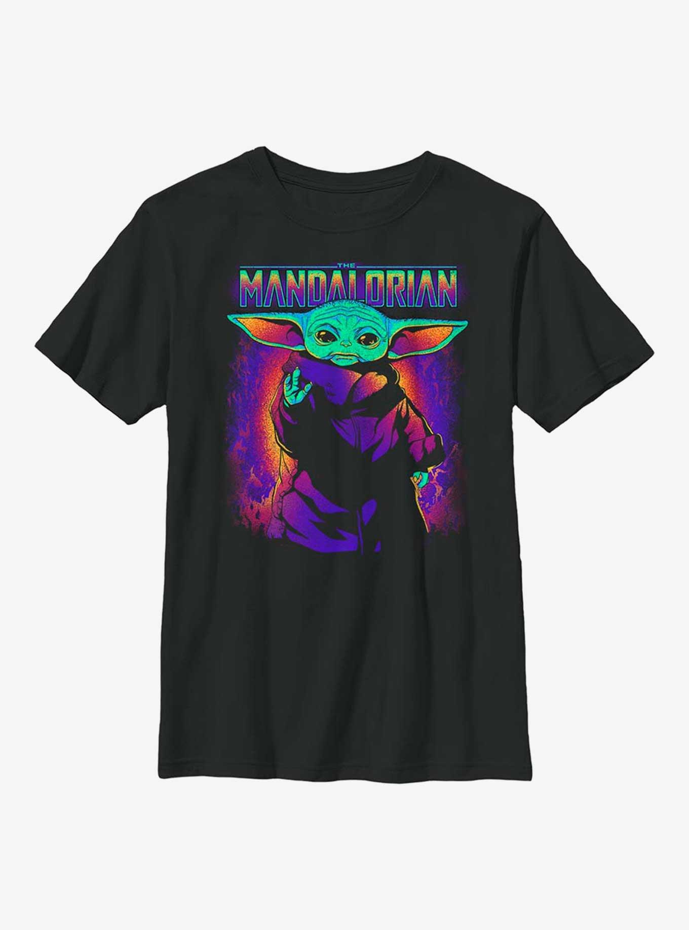 Star Wars The Mandalorian Neon Primary The Child Youth T-Shirt, BLACK, hi-res