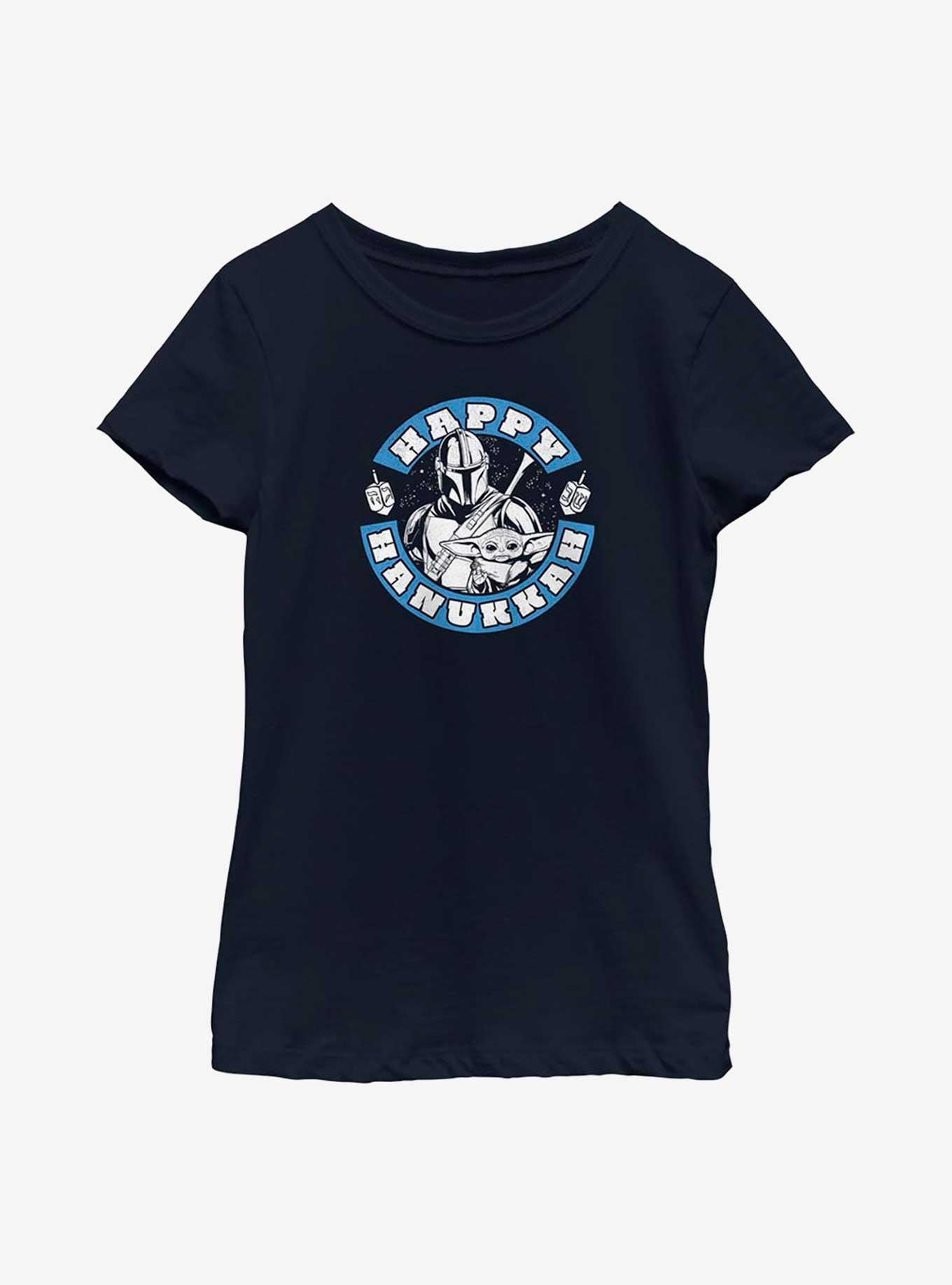 Star Wars The Mandalorian Hanukkah Youth Girls T-Shirt, NAVY, hi-res