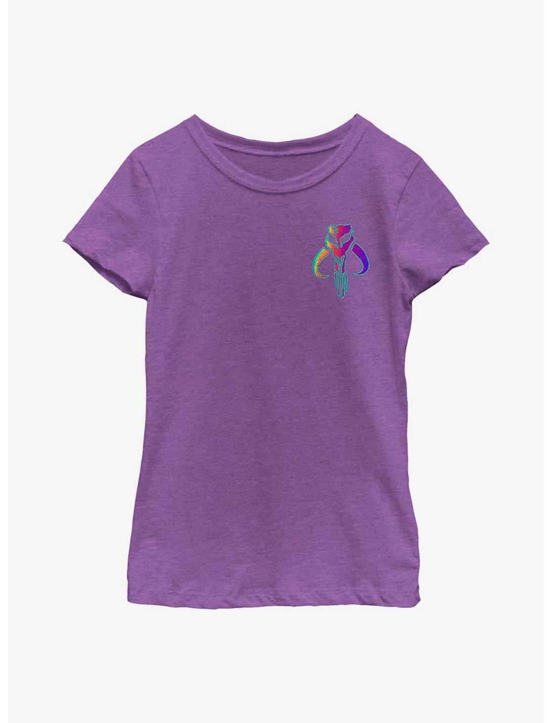 Star Wars The Mandalorian Neon Primary Icon Youth Girls T-Shirt, PURPLE BERRY, hi-res