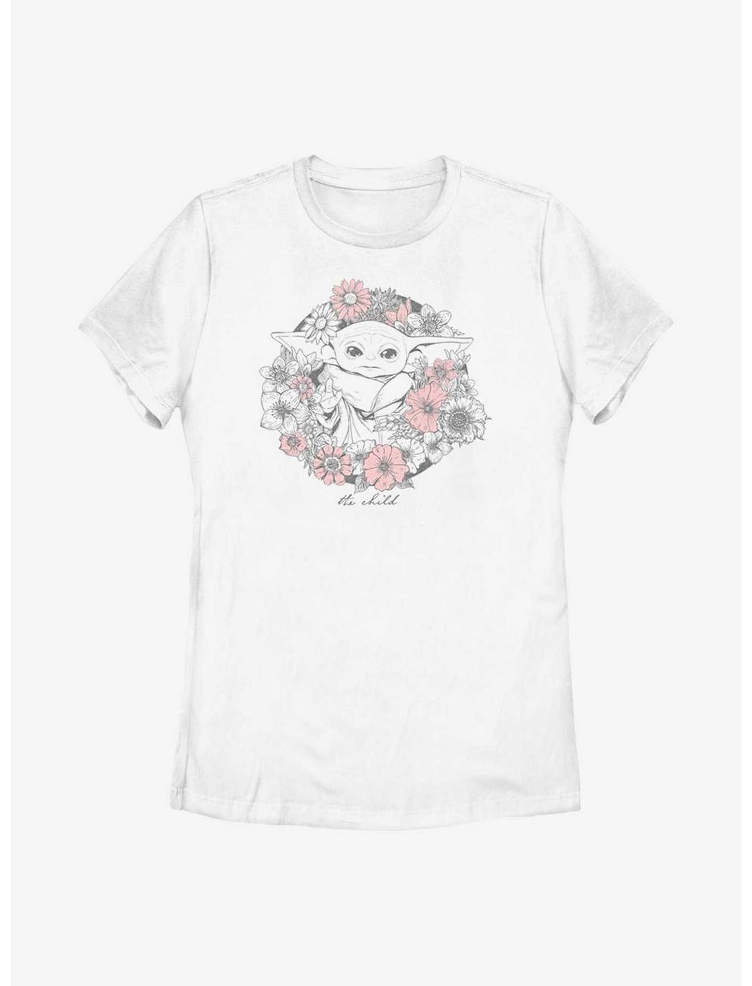 Star Wars The Mandalorian The Child Floral Womens T-Shirt, WHITE, hi-res