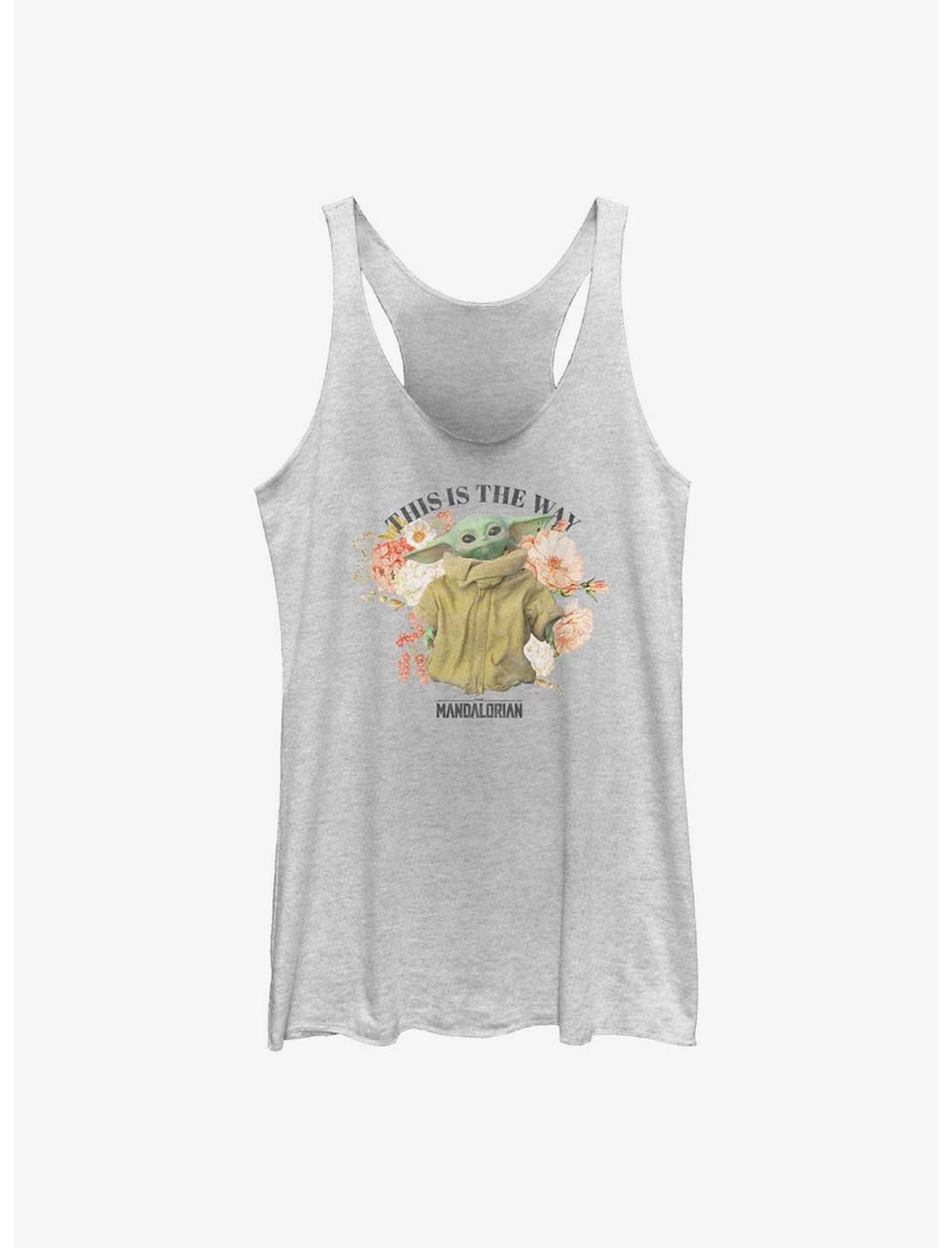 Star Wars The Mandalorian Floral The Child Womens Tank Top, WHITE HTR, hi-res