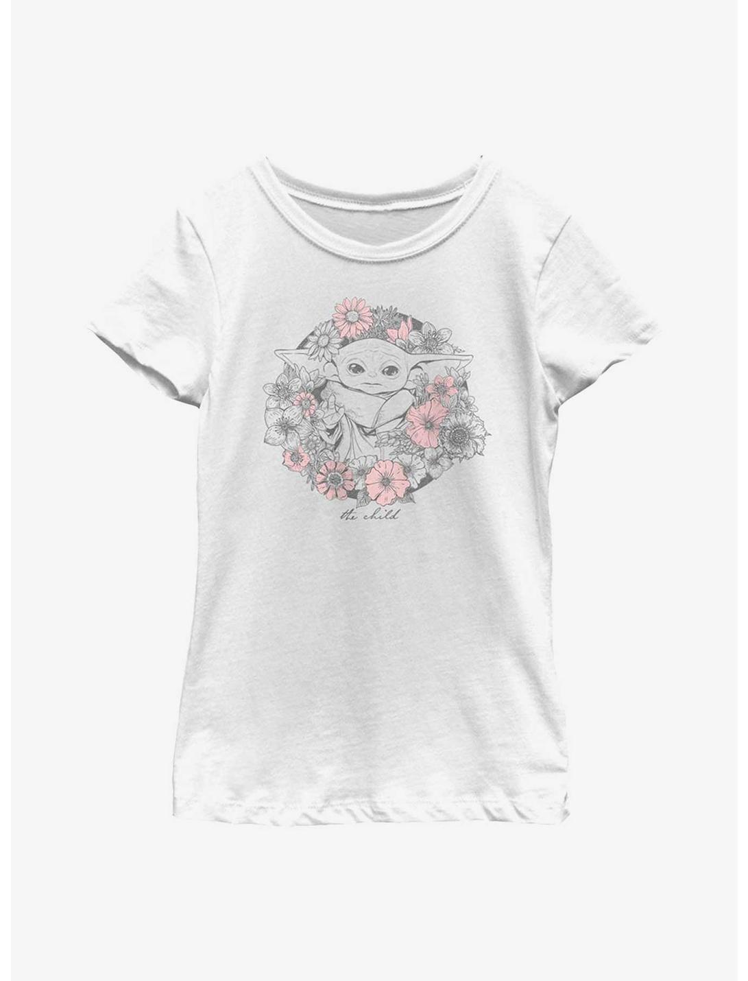 Star Wars The Mandalorian The Child Floral Youth Girls T-Shirt, WHITE, hi-res