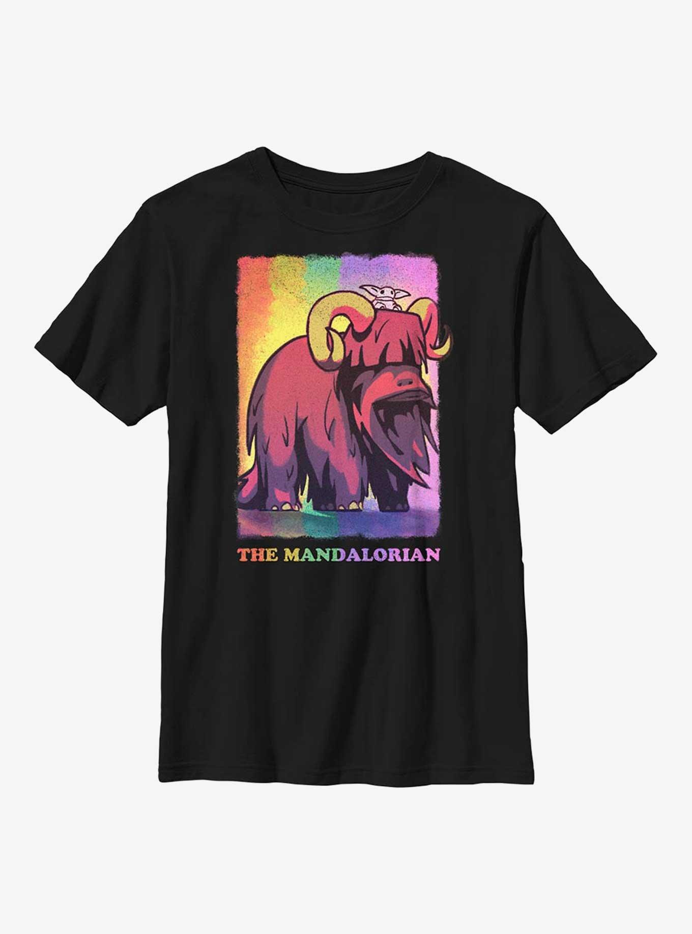 Star Wars The Mandalorian Bantha Ride Pride Youth T-Shirt, BLACK, hi-res