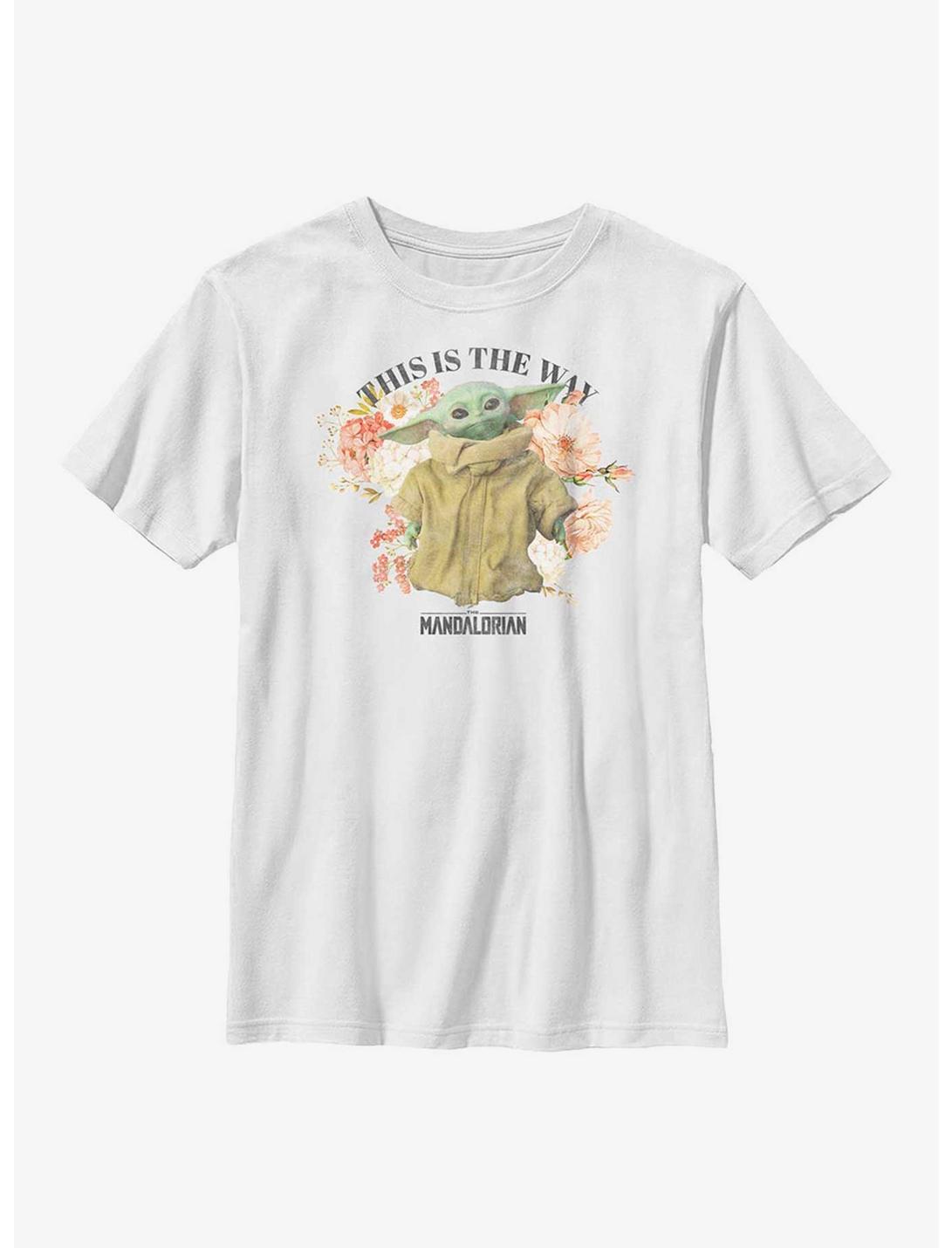 Star Wars The Mandalorian Floral The Child Youth T-Shirt, WHITE, hi-res
