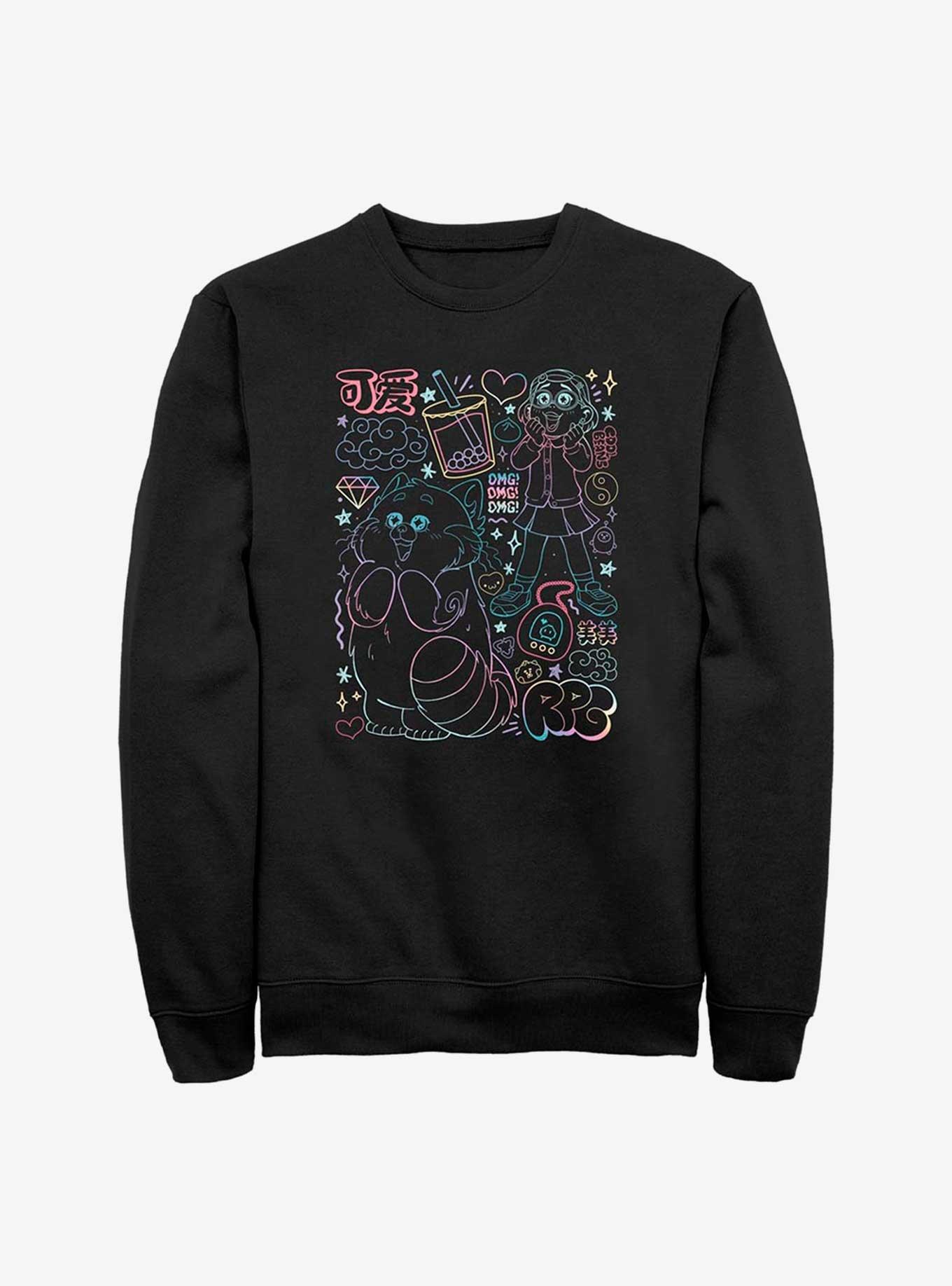 Disney Pixar Turning Red Neon Doodle Sweatshirt, , hi-res