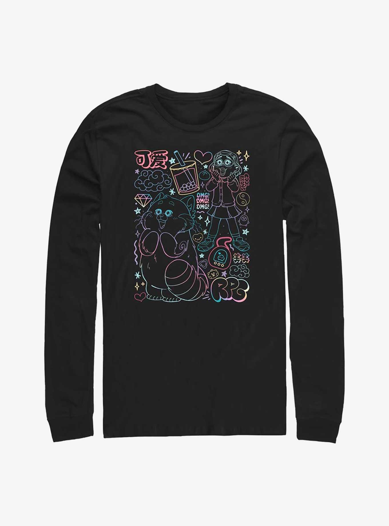 Disney Pixar Turning Red Neon Doodle Long Sleeve T-Shirt, , hi-res