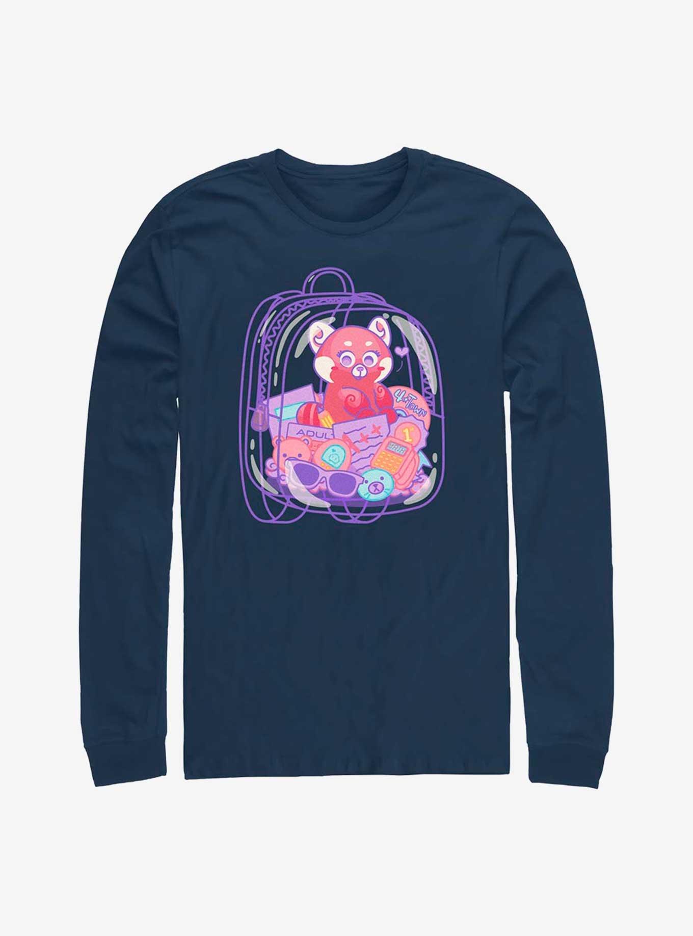 Disney Pixar Turning Red Panda Backpack Long Sleeve T-Shirt, NAVY, hi-res