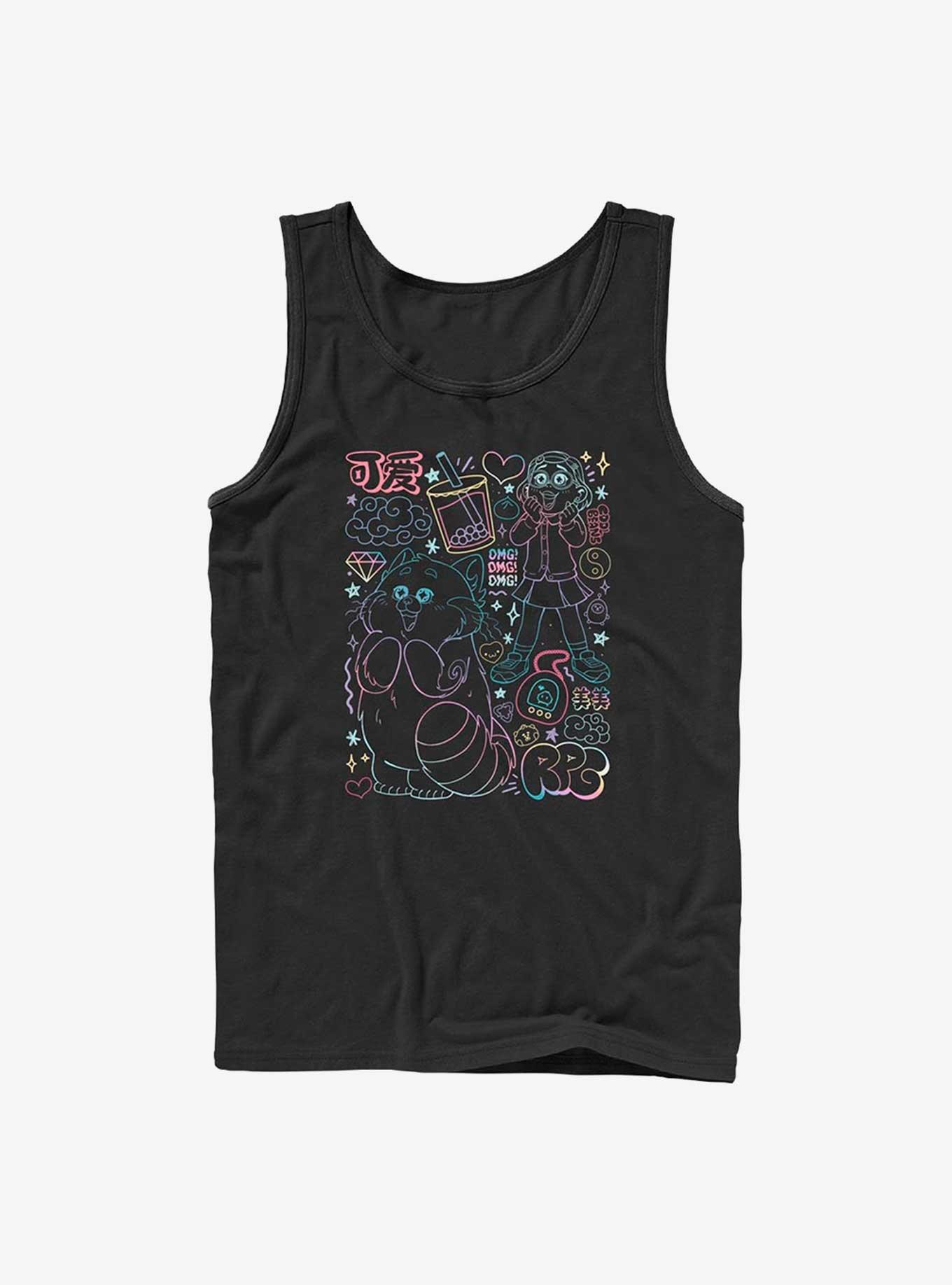 Disney Pixar Turning Red Neon Doodle Tank, BLACK, hi-res