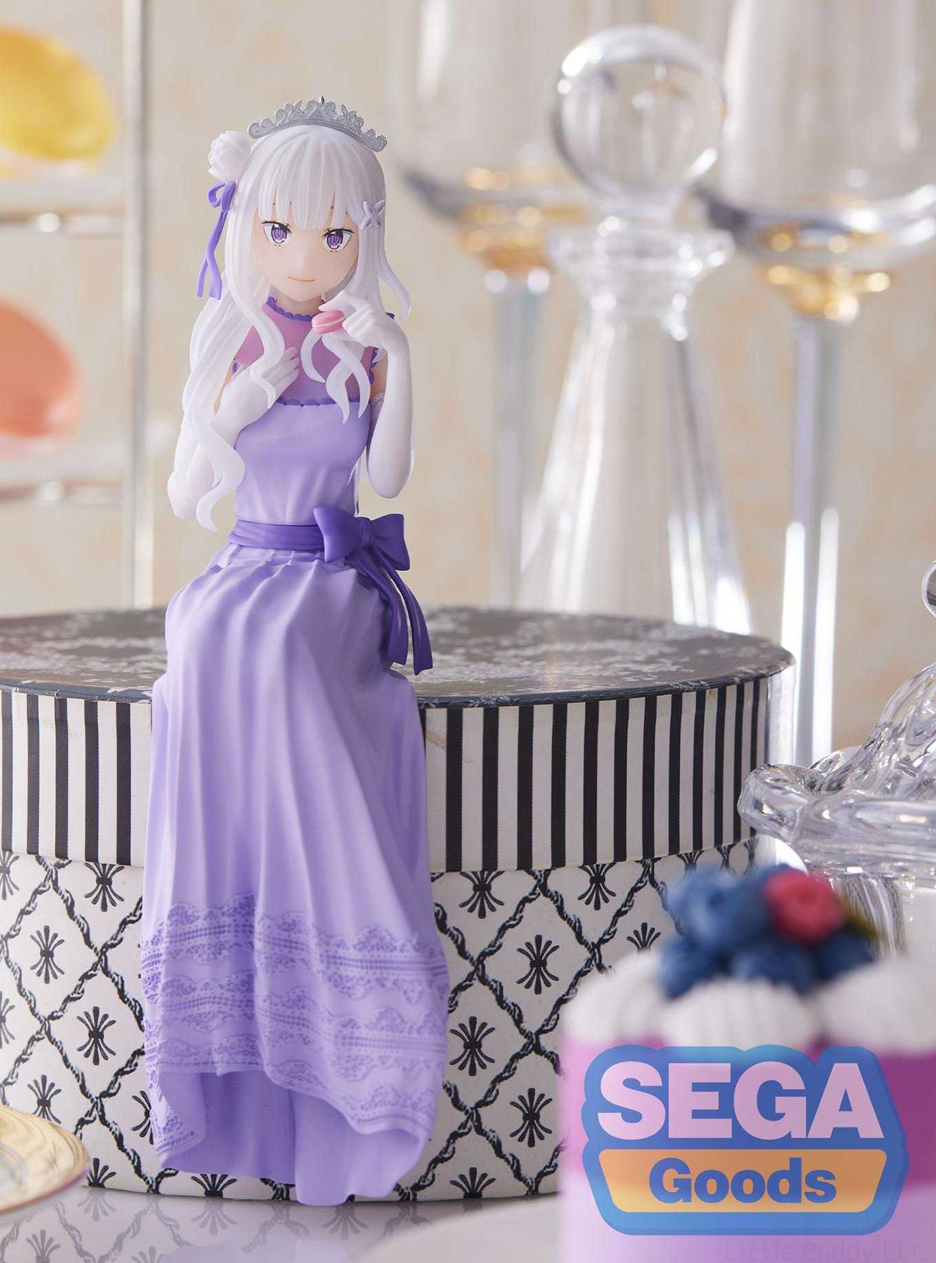 Sega Re:Zero Starting Life in Another World Premium Perching Emilia Figure  (Dressed Up Party Ver.)