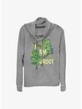 Marvel Guardians of the Galaxy Cutesy Groot Cowl Neck Long-Sleeve Top, GRAY HTR, hi-res