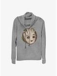 Marvel Guardians of the Galaxy Groot Head Cowl Neck Long-Sleeve Top, GRAY HTR, hi-res
