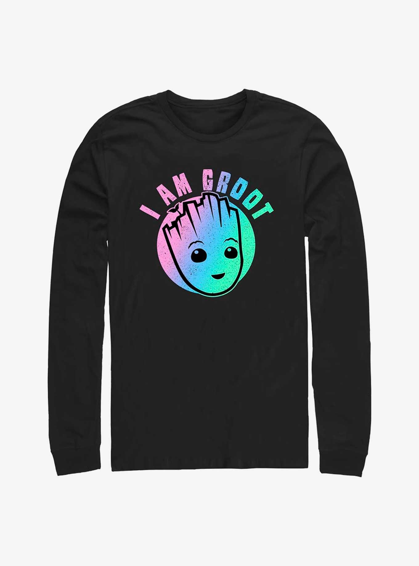 Marvel Guardians of the Galaxy Rainbow Groot Long Sleeve T-Shirt, BLACK, hi-res