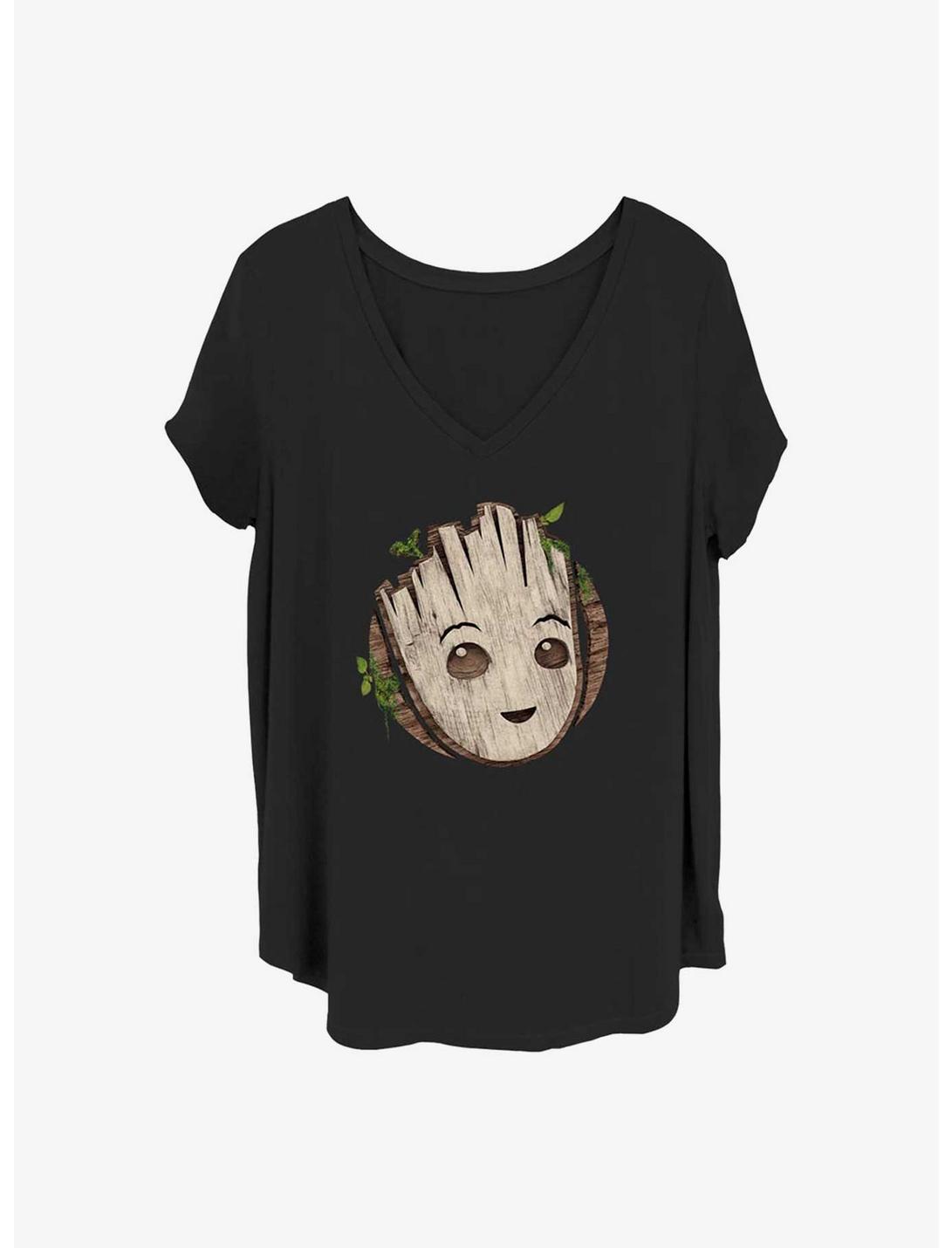 Marvel Guardians of the Galaxy Groot Head Girls T-Shirt Plus Size, BLACK, hi-res