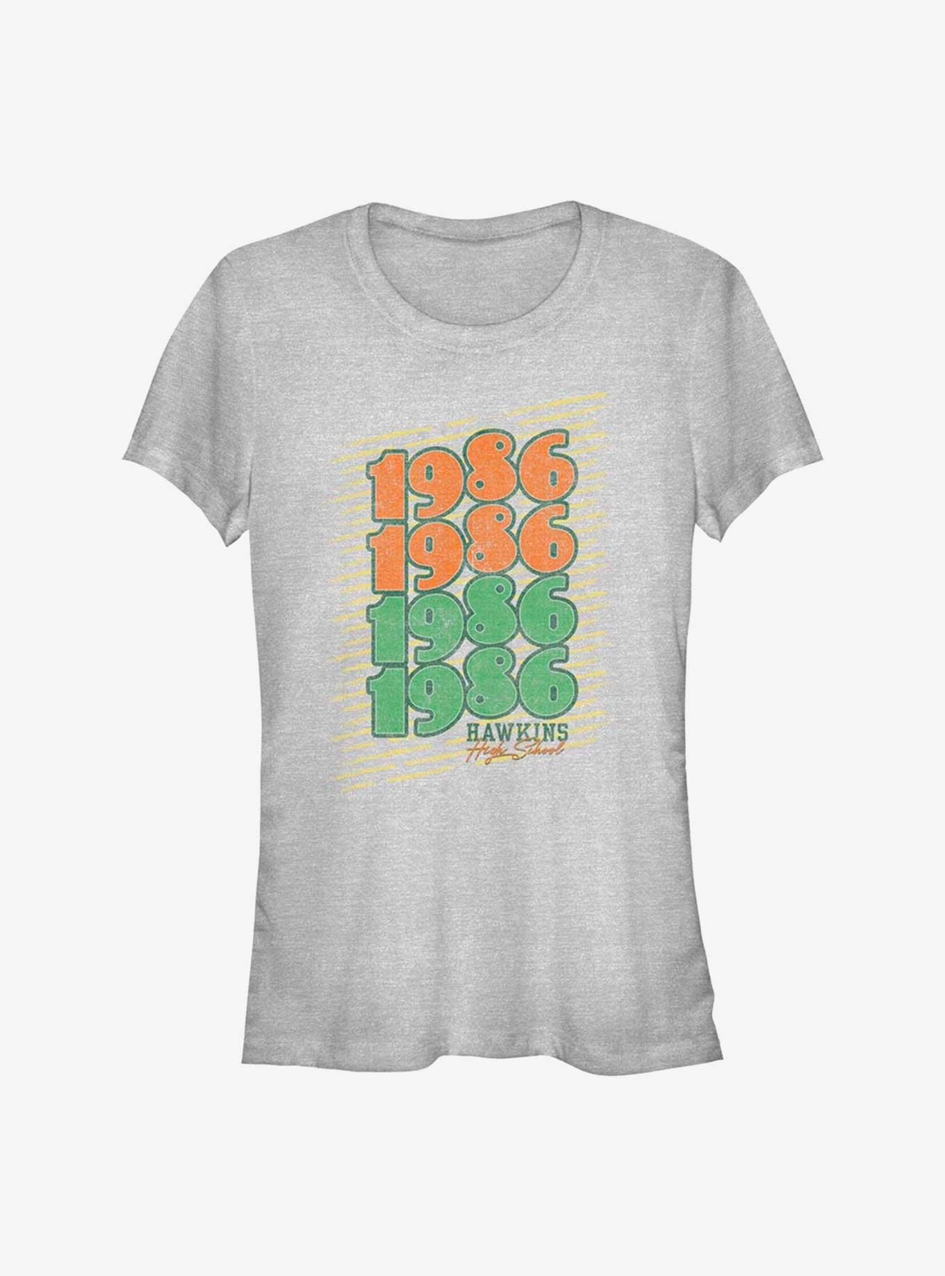 Stranger Things 1986 Hawkins High School Girls T-Shirt, ATH HTR, hi-res