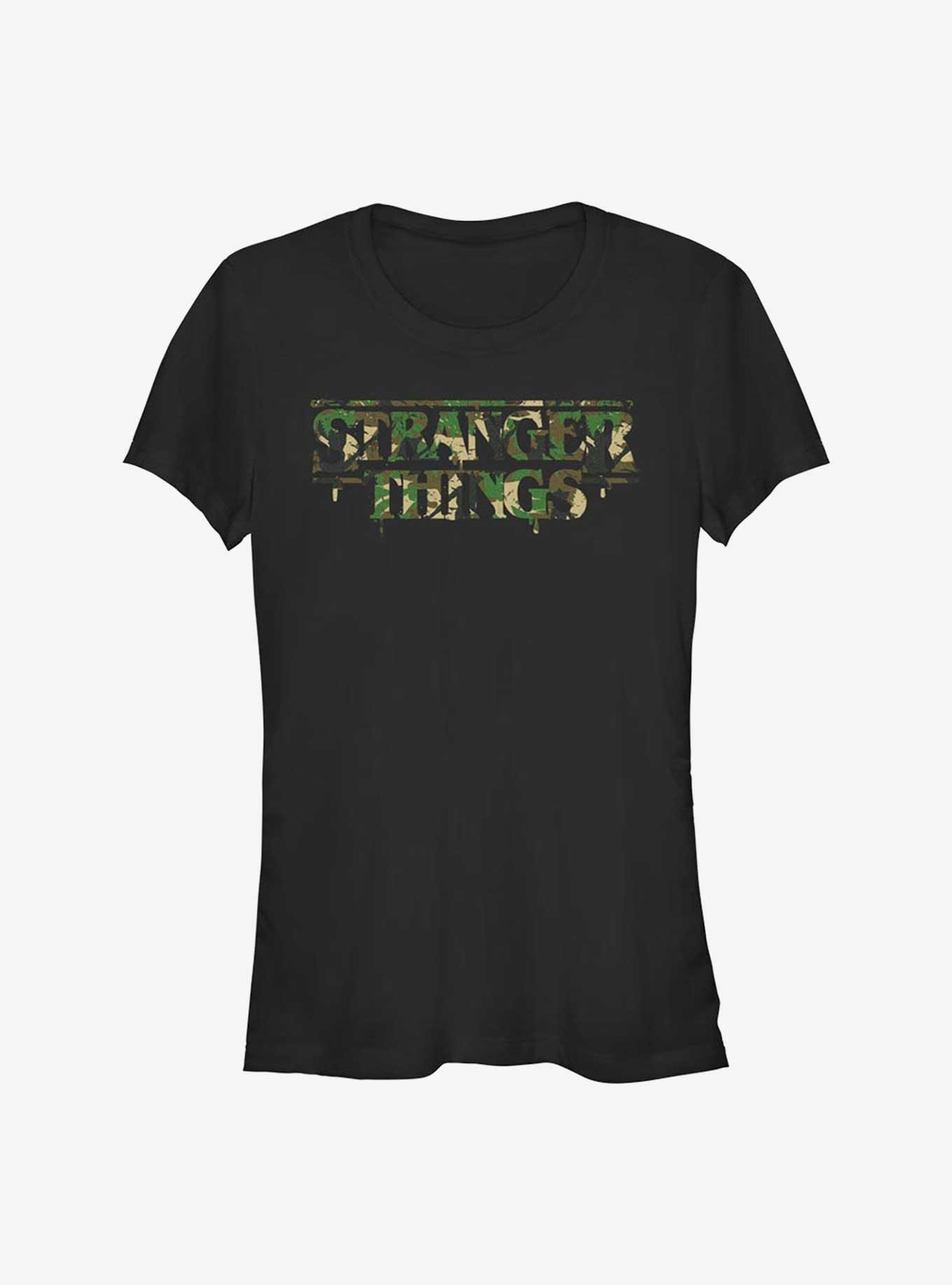 Stranger Things Camo Logo Girls T-Shirt, , hi-res