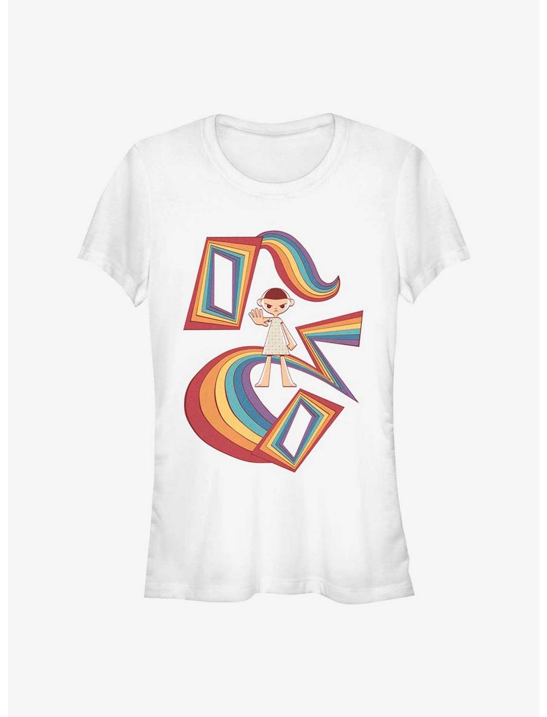 Stranger Things Eleven Rainbow Girls T-Shirt, WHITE, hi-res