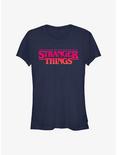 Stranger Things Grunge Logo Girls T-Shirt, NAVY, hi-res