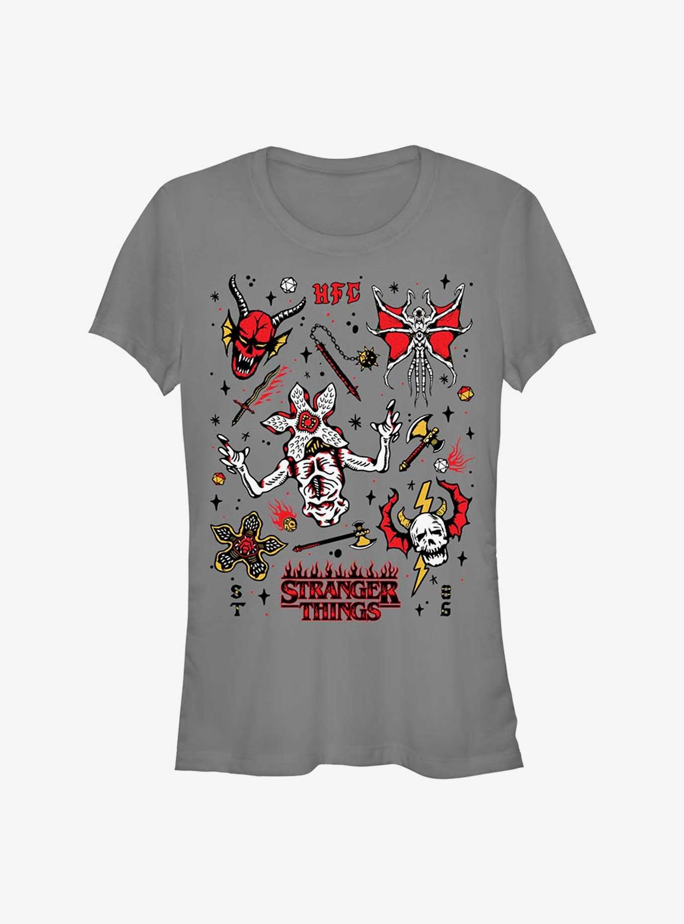 Stranger Things Hellfire Club Icons Girls T-Shirt, CHARCOAL, hi-res