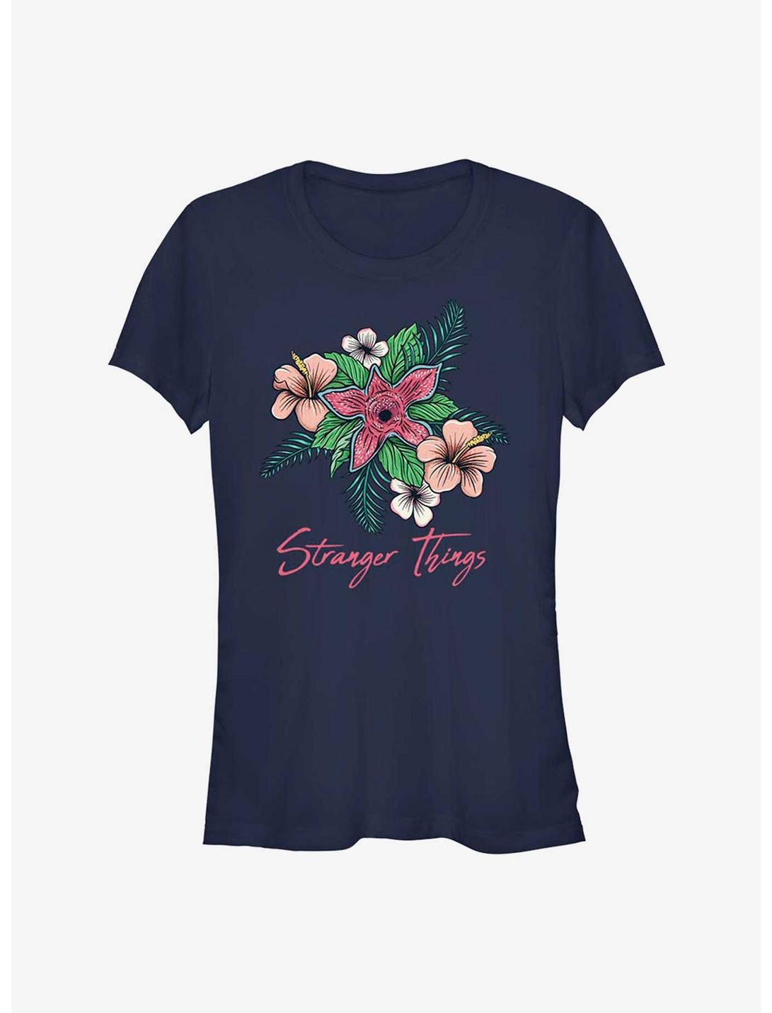 Stranger Things Floral Things Girls T-Shirt, NAVY, hi-res