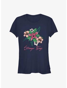 Stranger Things Floral Things Girls T-Shirt, NAVY, hi-res